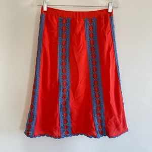 Tory Burch NWT Orange Knit and Crochet Skirt Size Small $395